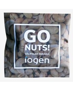 Pähkinäkortti  hasselpähkinä tai cashewpähkinä 100 x 100 mm omalla painatuksellanne molemmin puolin