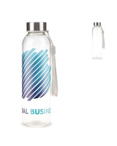Lasinen vesipullo 500 ml logolla hihnalla