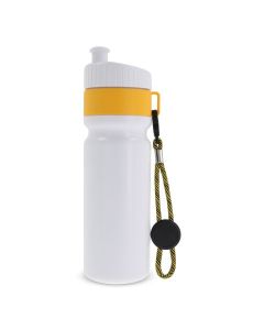 Urheilupullo värillisellä reunalla ja hihnalla750ml - Mainoslahjaverkkokauppa.fi