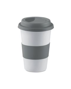 Keraaminen muki silikoniraidalla ja kannella, 400 ml
